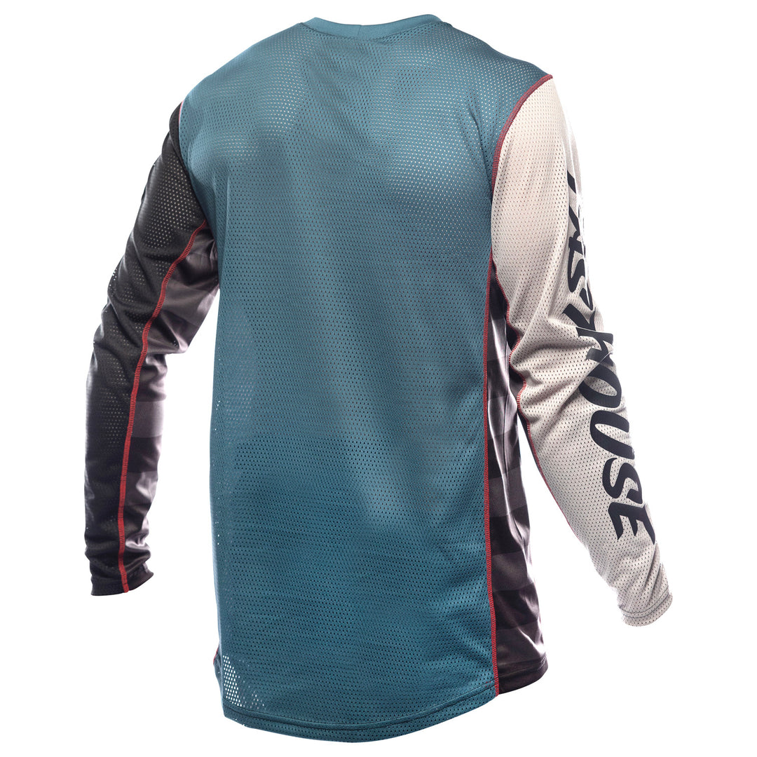 Fasthouse Grindhouse Air-Cooled Club Jersey Black/Teal - Rear View