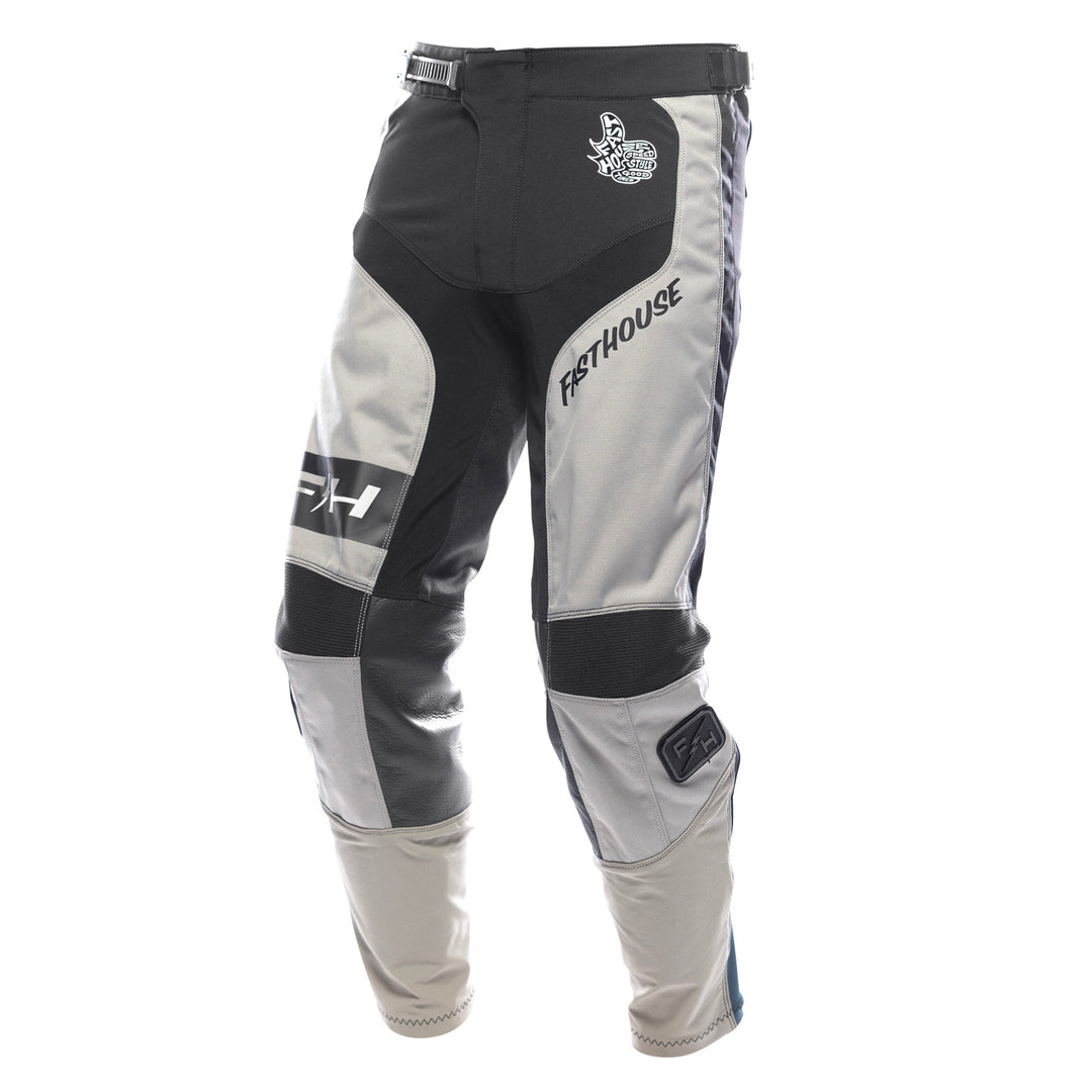 Fasthouse Grindhouse Club Pants Light Gray/Black/Teal - Front Left Side View
