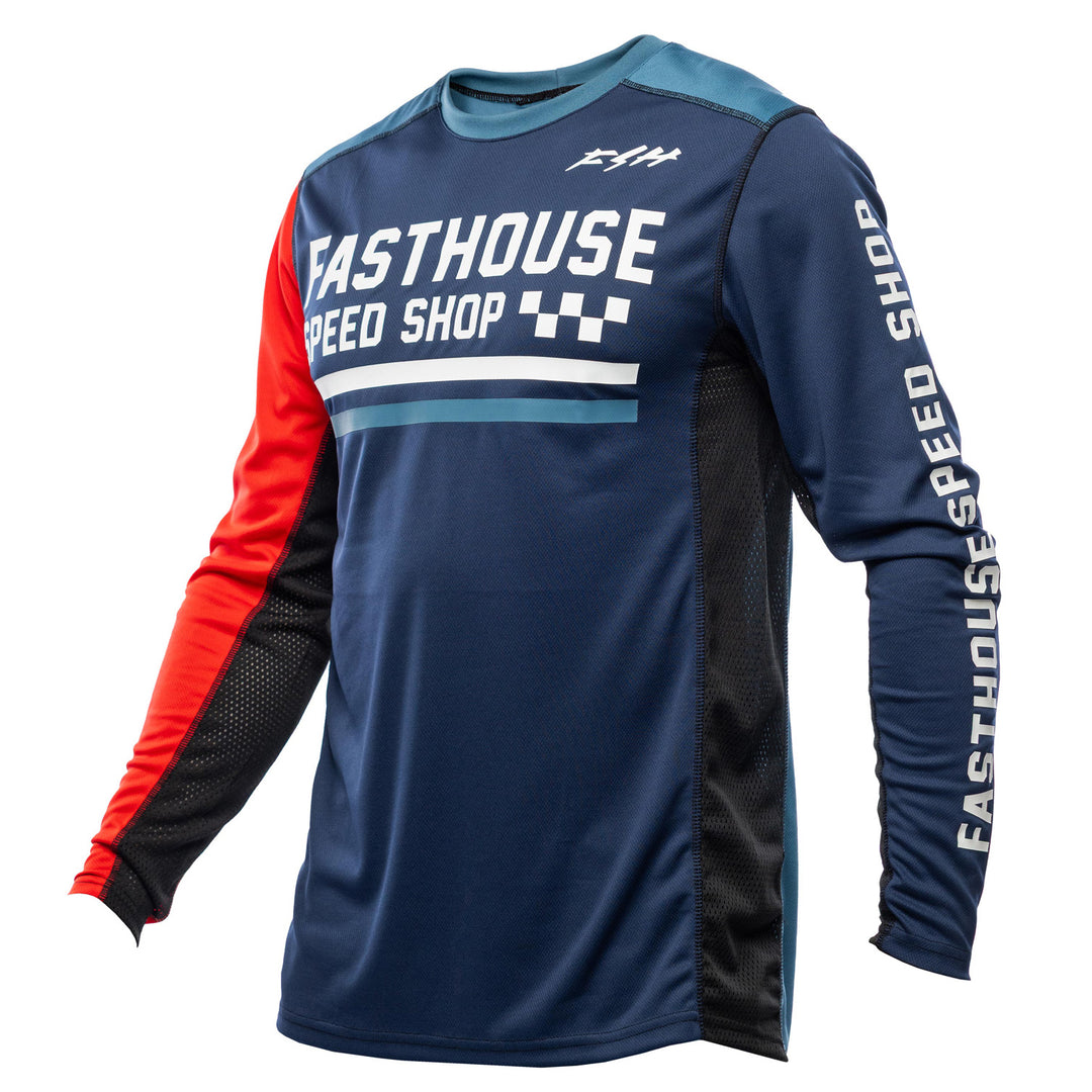 Fasthouse Grindhouse Hudson Jersey Blue/Red - Front View