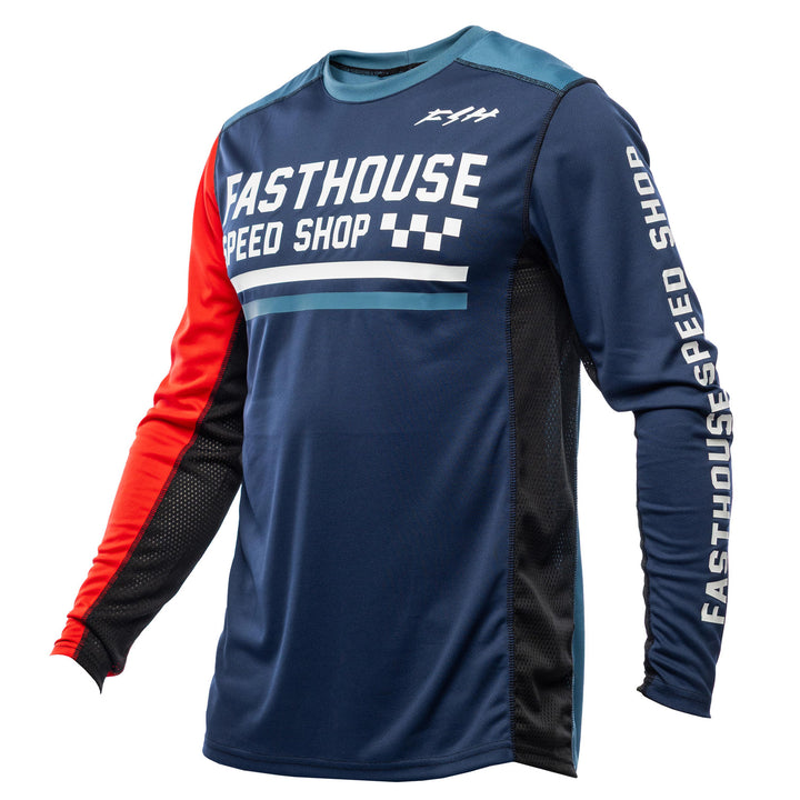 Fasthouse Grindhouse Hudson Jersey Blue/Red - Front View