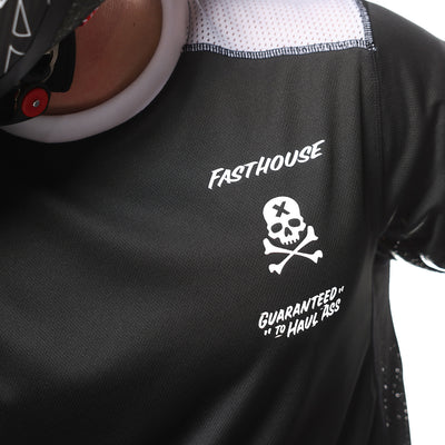 Fasthouse Grindhouse Knox Jersey Black/White - Close-Up of Chest Graphic