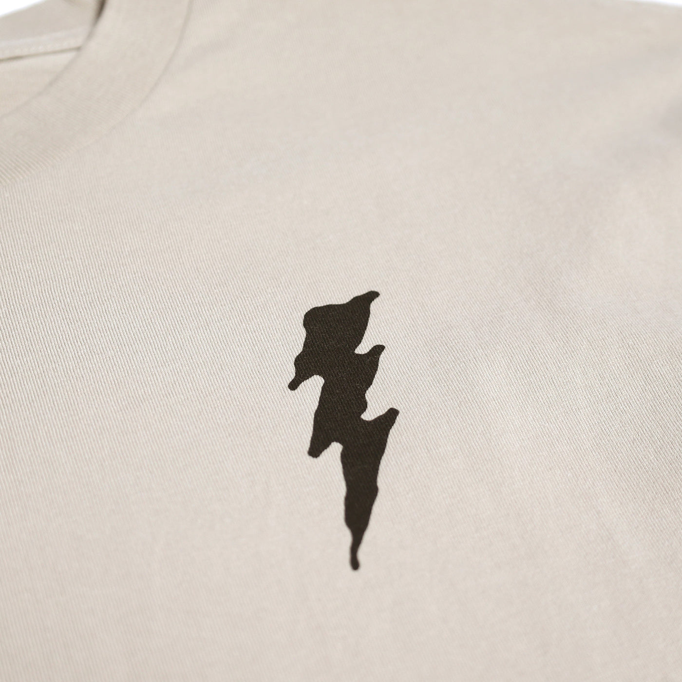 Fasthouse Hail Mary SS Tee Light Gray - Close-Up of Graphic on Front