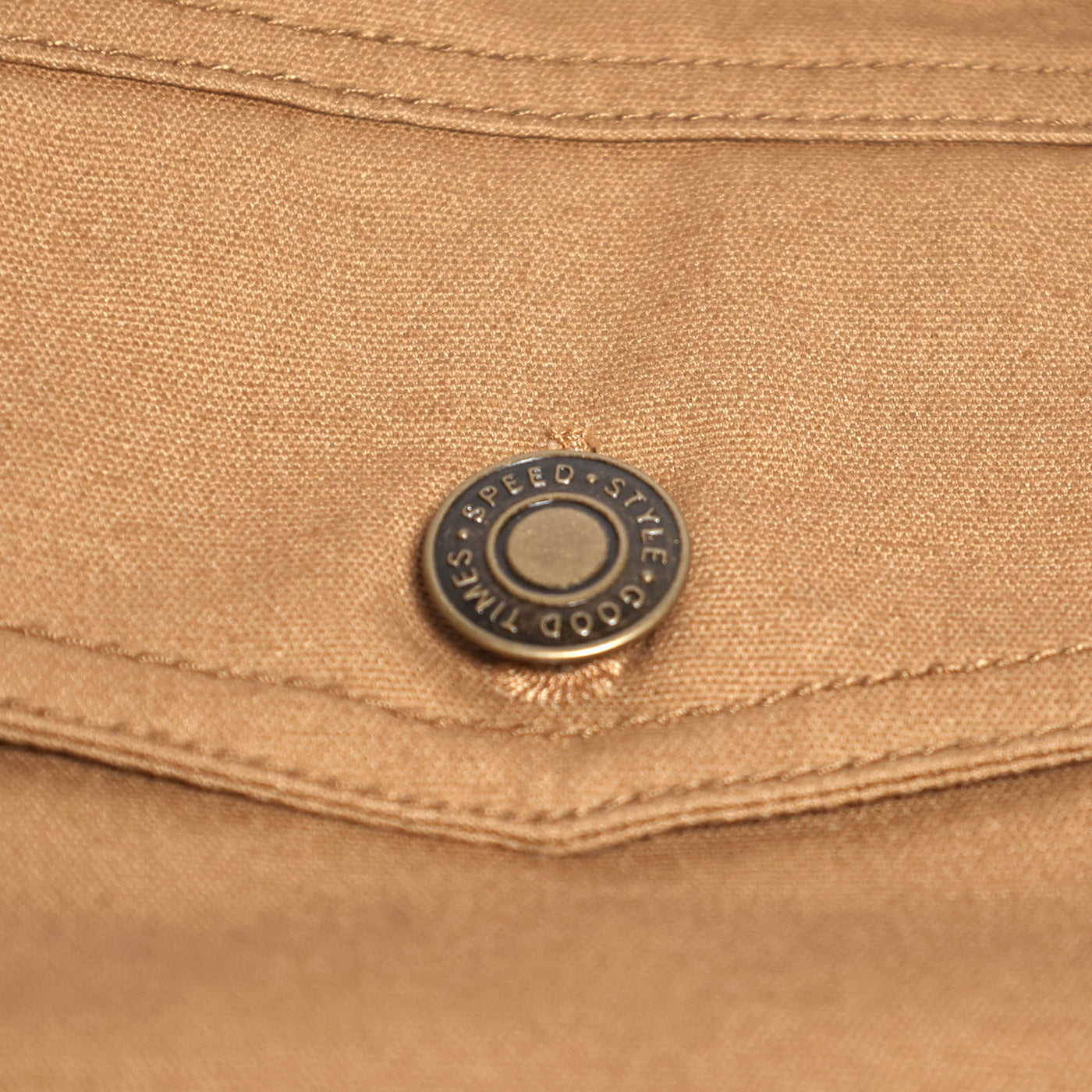 Fasthouse Hanger Jacket Camel - Close-Up of Button on Chest Pocket