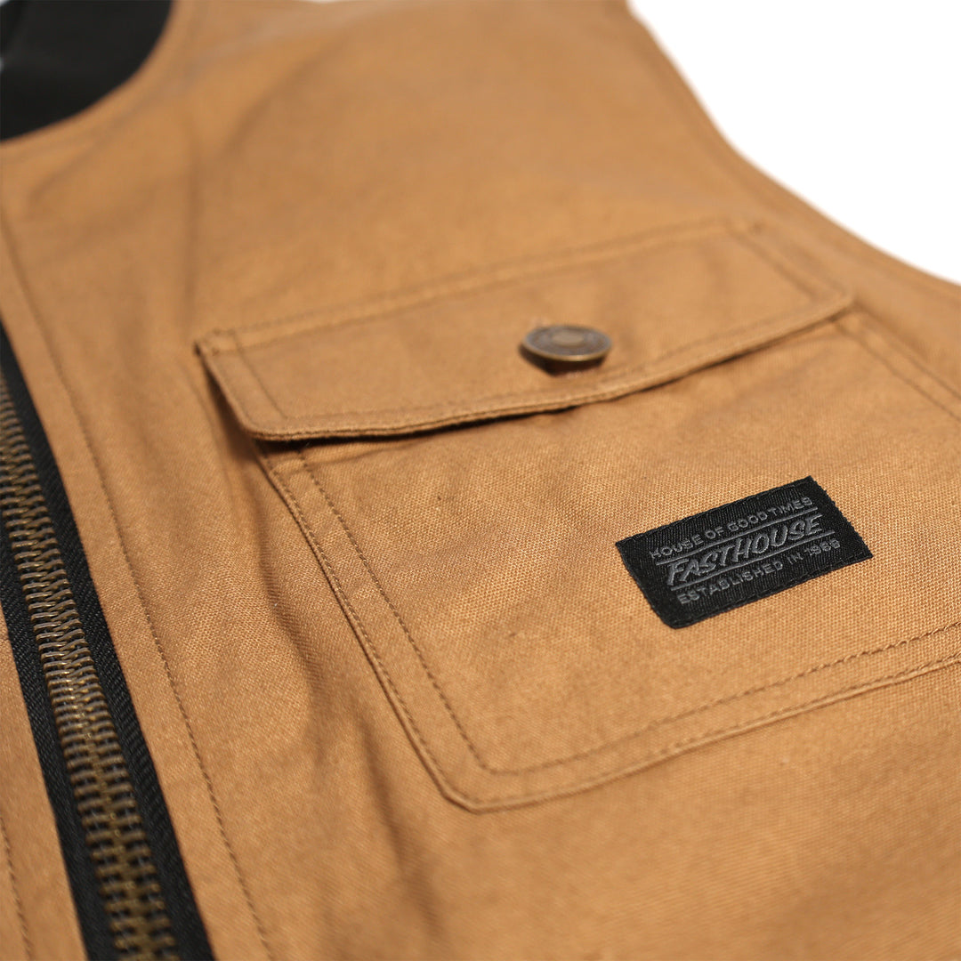 Fasthouse Hanger Vest Camel - Close-Up of Chest Pocket