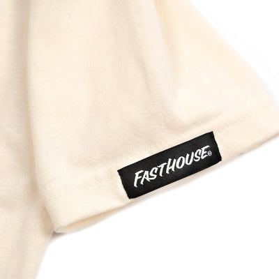 Fasthouse Hell Raiser Tee Natural - Close-Up of Tag Sewn into Sleeve Hem