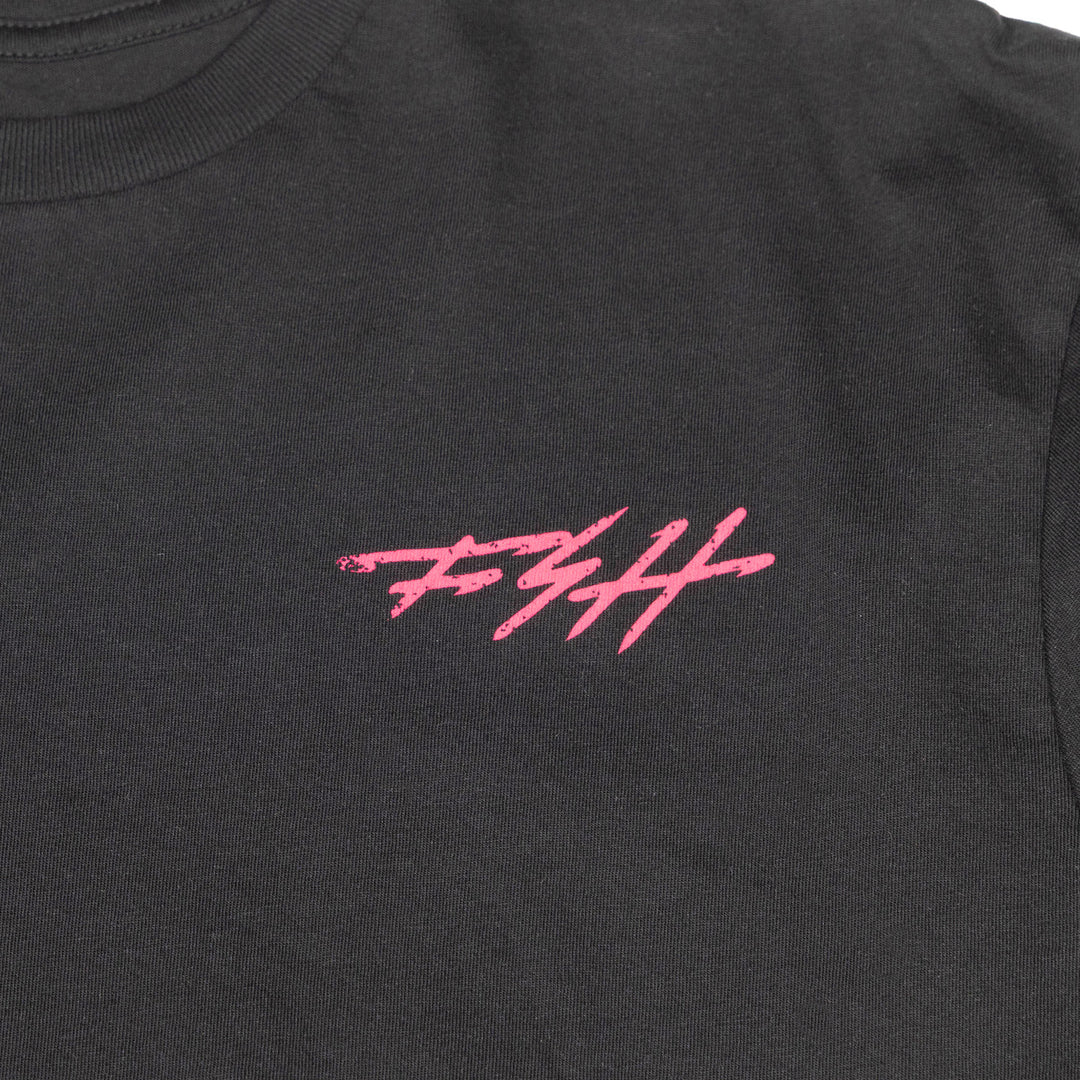 Fasthouse Hideout SS Tee Black - Close-Up of Graphic on Front