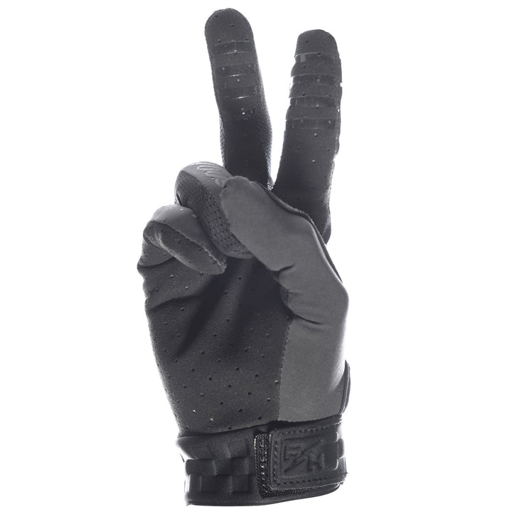 Fasthouse Helix Circuit Gloves Black - Palm View of Peace Sign