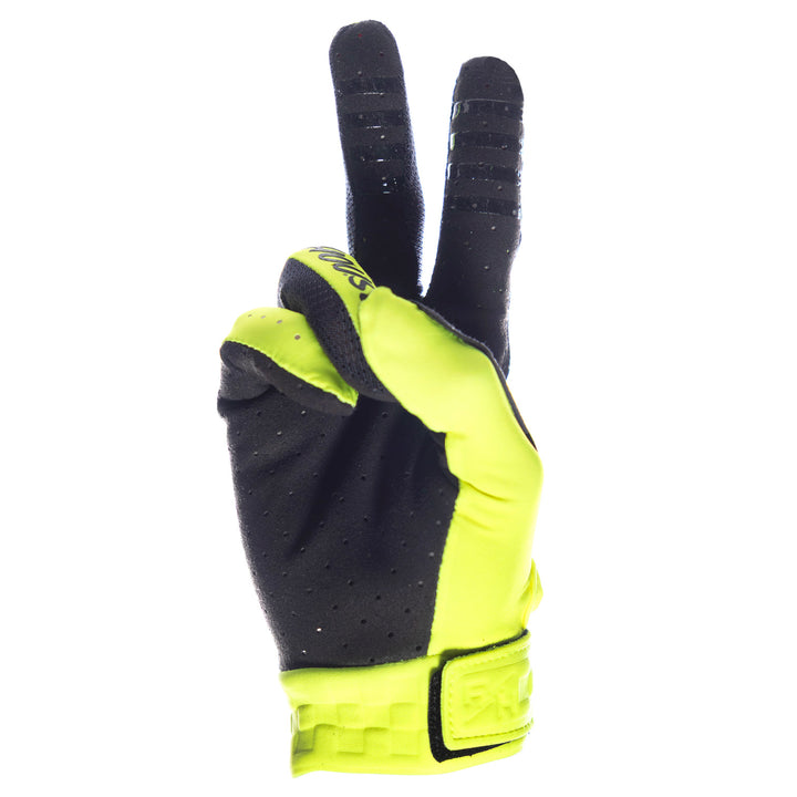 Fasthouse Helix Circuit Gloves High-Viz - Palm View of Peace Sign