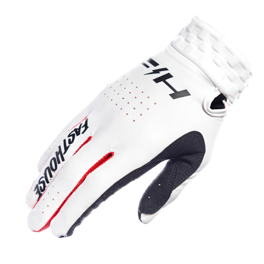 Fasthouse Helix Circuit Gloves White - Back of Right Hand