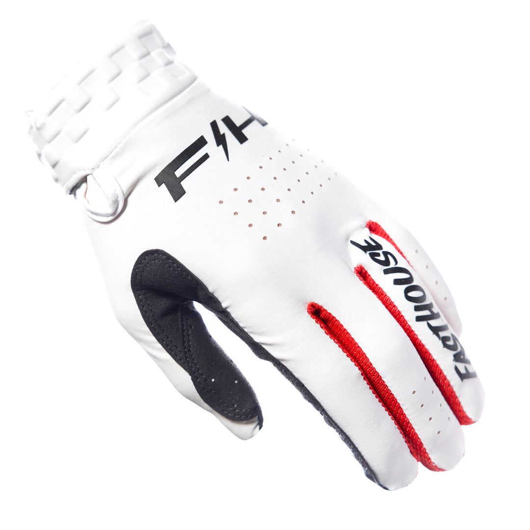 Fasthouse Helix Circuit Gloves White - Back of Left Hand