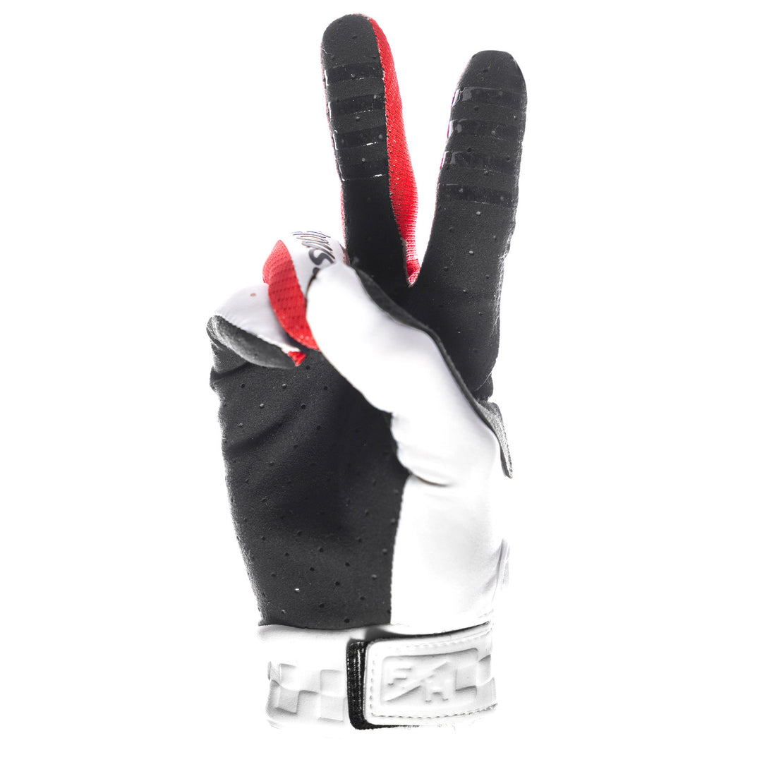 Fasthouse Helix Circuit Gloves White - Palm View of Peace Sign