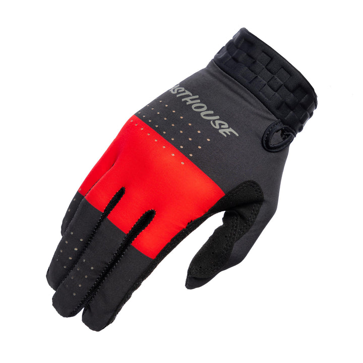 Fasthouse Helix Monaco Gloves Red/Black - Back of Right Hand View