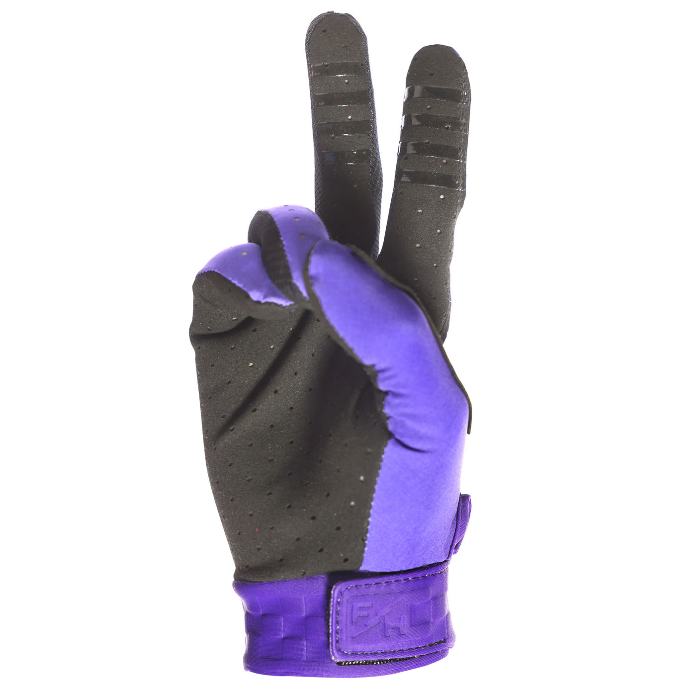 Fasthouse Helix Podium Gloves Purple - Palm View of Peace Sign