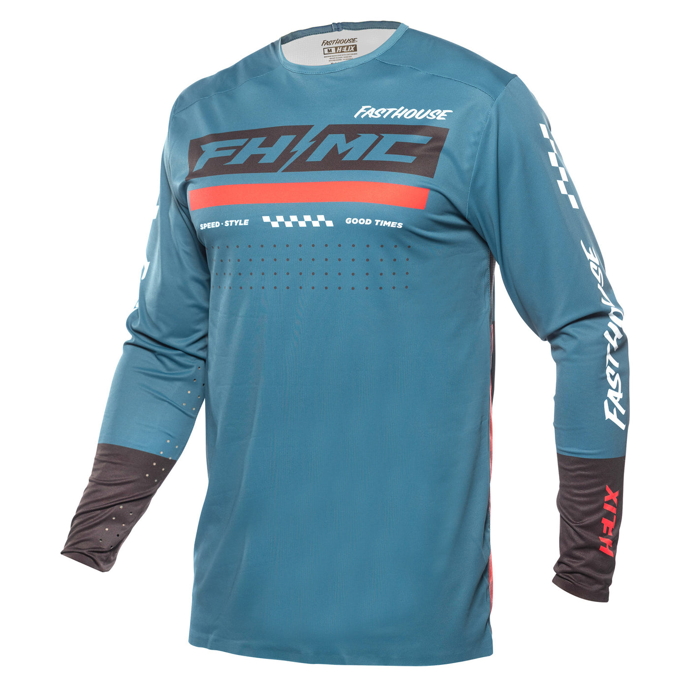 Fasthouse Helix Podium Jersey Red/Black/Teal - Front View