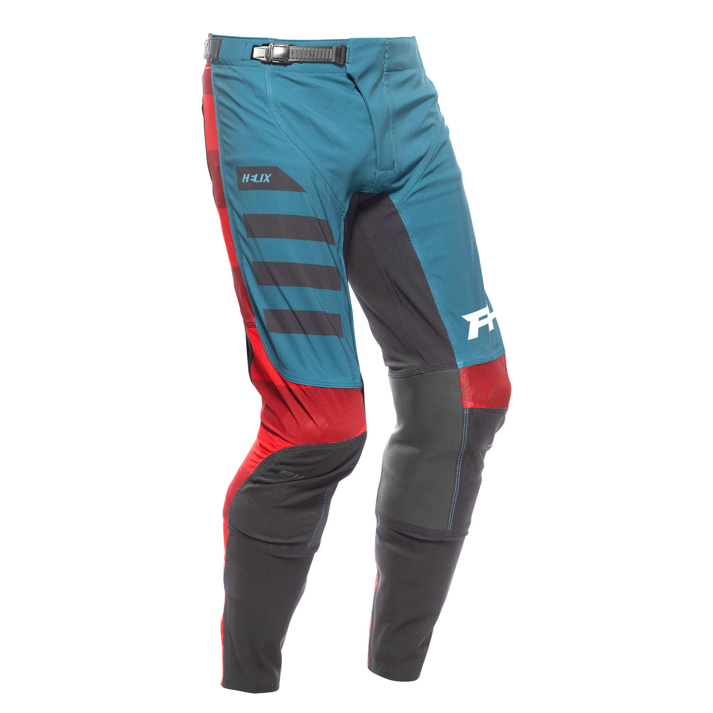 Fasthouse Helix Podium Pant Red/Black/Teal - Front Right Side View