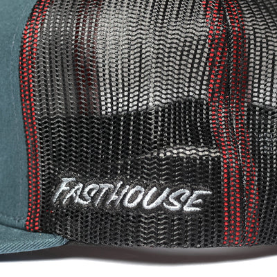 Fasthouse Idle Hat Indigo - Close-Up of Sewn-In Logo on Side