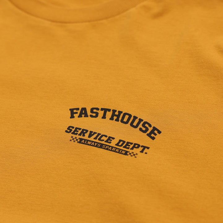 Fasthouse Ignite Tee Vintage Gold - Close-Up of Graphic on Front