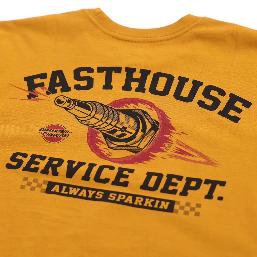 Fasthouse Ignite Tee Vintage Gold - Close-Up of Graphic on Back