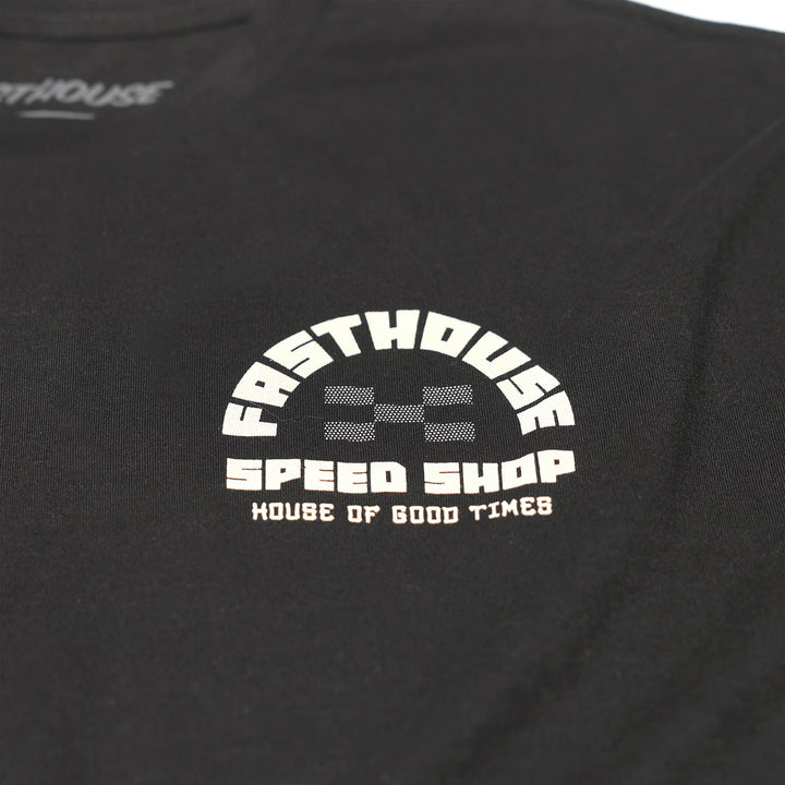 Fasthouse Iron Steed Tee Black - Close-Up of Graphic on Front