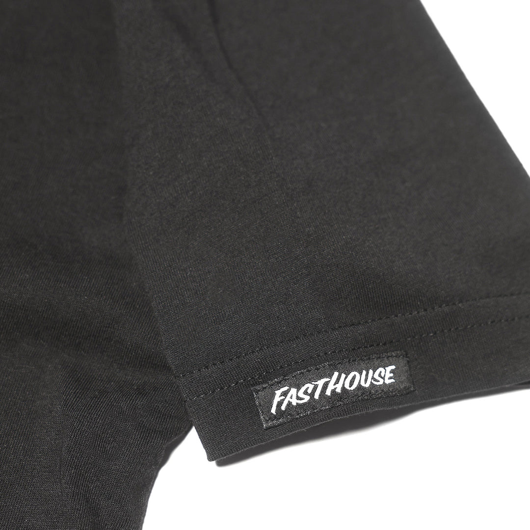 Fasthouse Iron Steed Tee Black - Close-Up of Tag Sewn into Sleeve Hem