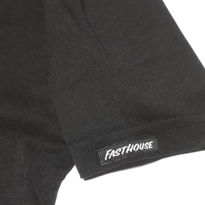 Fasthouse Iron Steed Tee Black - Close-Up of Tag Sewn into Sleeve Hem