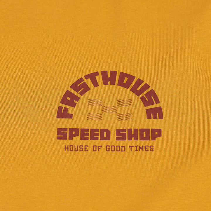 Fasthouse Iron Steed Tee Vintage Gold - Close-Up of Graphic on Front