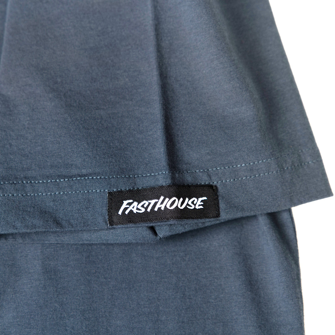 Fasthouse Junction SS Tee Indigo - Close-Up of Logo Tag Sewn into Sleeve