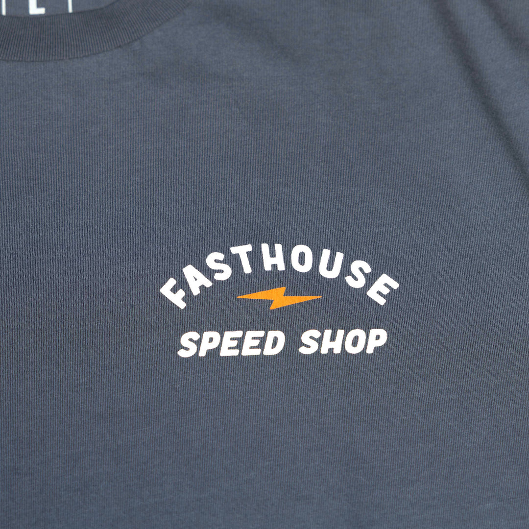 Fasthouse Junction SS Tee Indigo - Close-Up of Graphic on Front