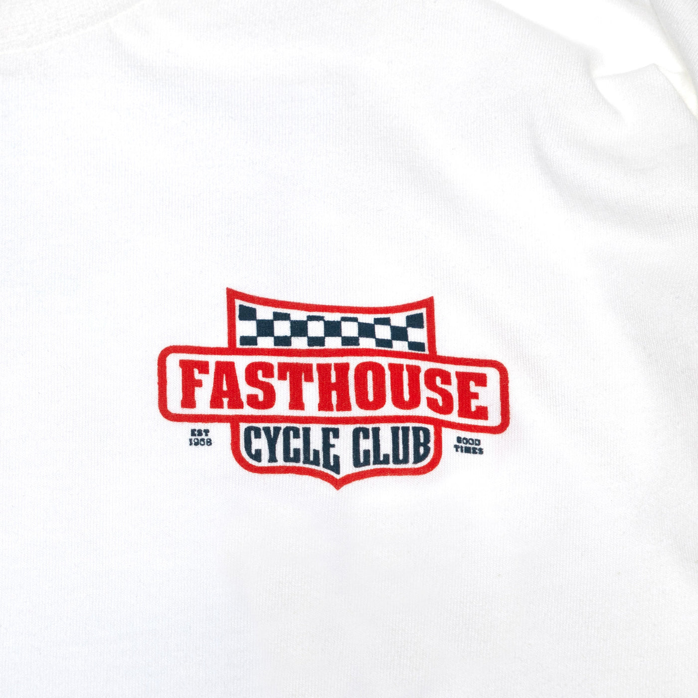 Fasthouse Krest LS Tee White - Close-Up of Graphic on Front