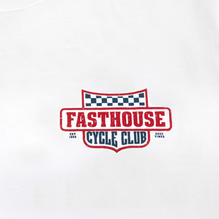 Fasthouse Krest SS Tee White - Close-Up of Graphic on Front
