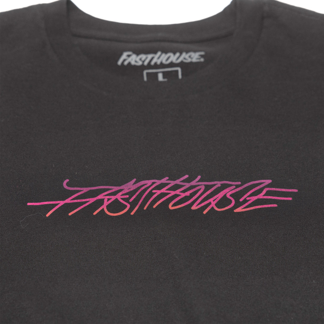 Fasthouse Lagoon SS Tee Black - Close-Up of Graphic on Front