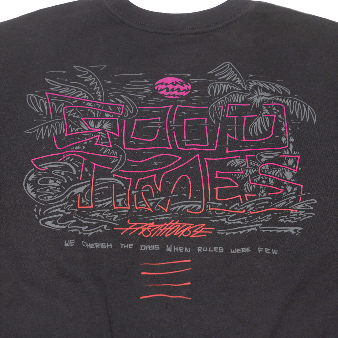 Fasthouse Lagoon SS Tee Black - Close-Up of Graphic on Rear
