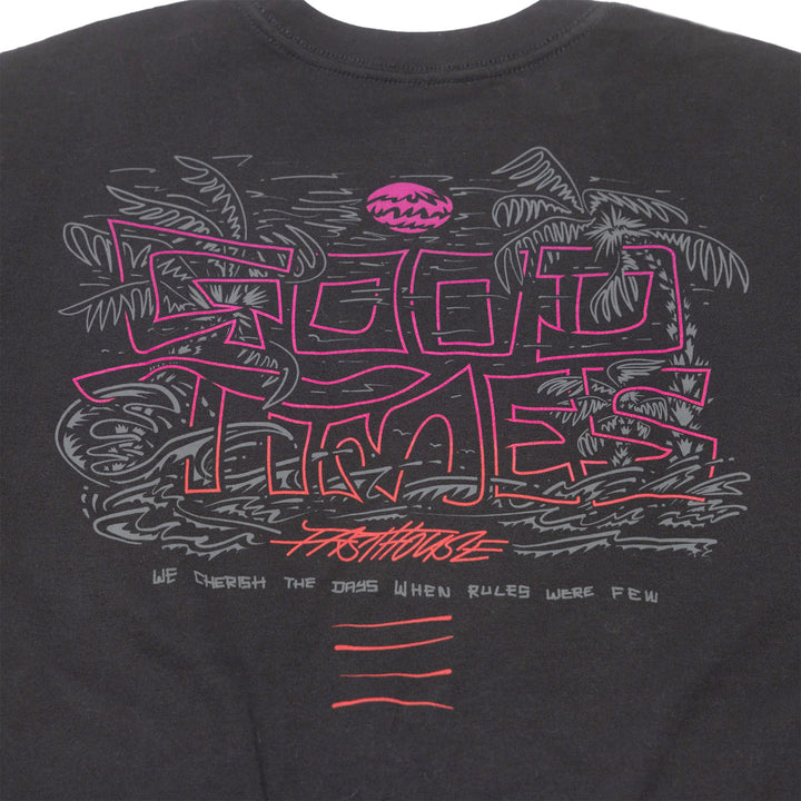 Fasthouse Lagoon SS Tee Black - Close-Up of Graphic on Rear