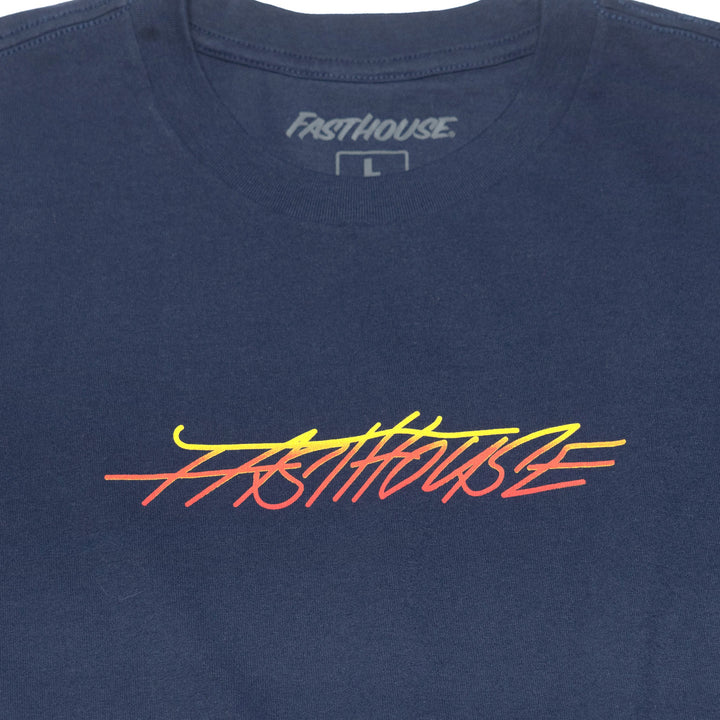 Fasthouse Lagoon SS Tee Navy - Close-Up of Graphic on Front