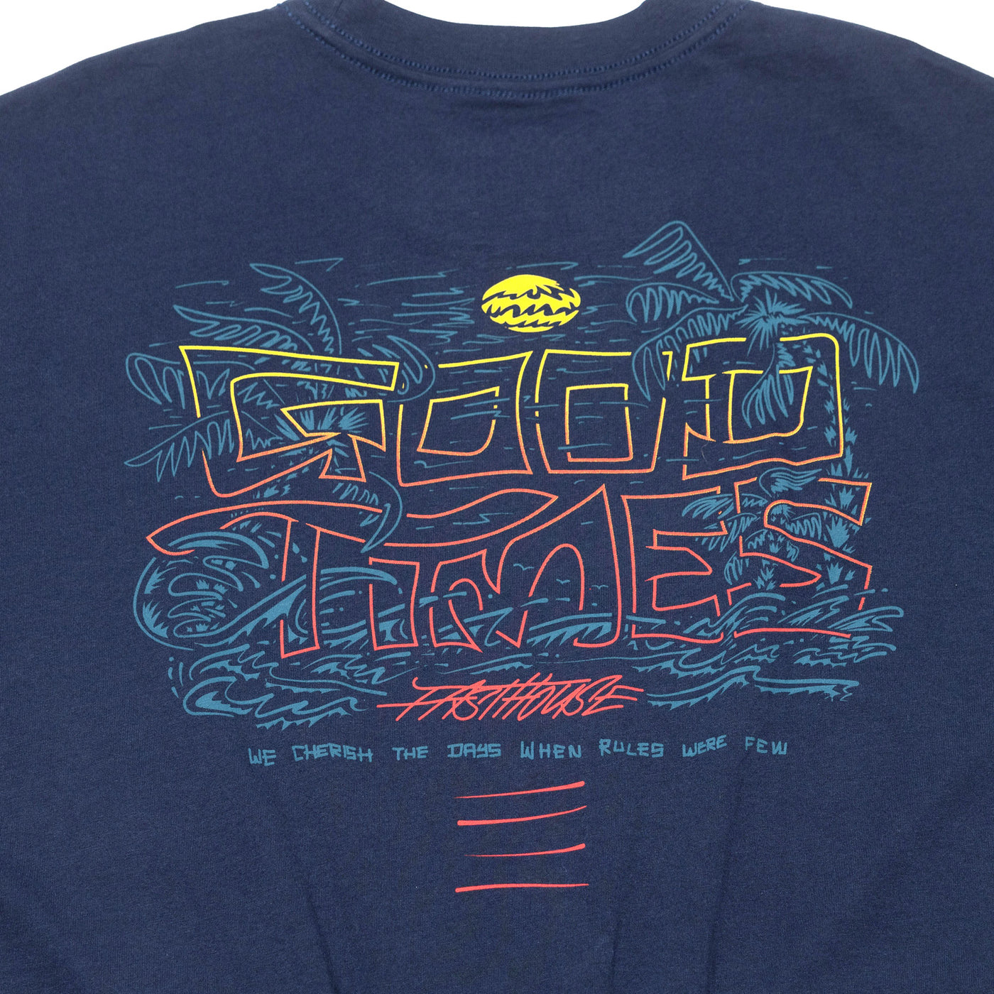 Fasthouse Lagoon SS Tee Navy - Close-Up of Graphic on Rear