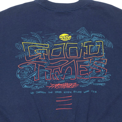 Fasthouse Lagoon SS Tee Navy - Close-Up of Graphic on Rear