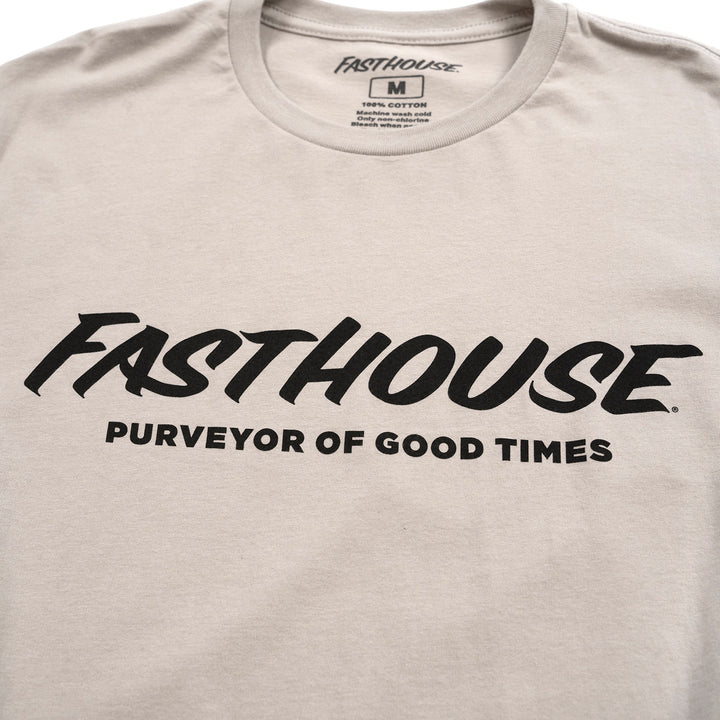 Fasthouse Logo Tee Light Gray - Close-Up of Graphic on Front