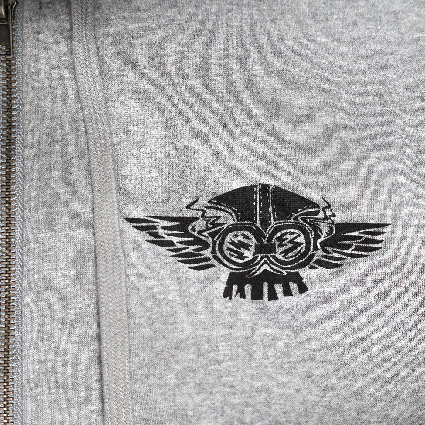 Fasthouse Love of It Hooded Zip-Up Heather Gray - Close-Up of Graphic on Front