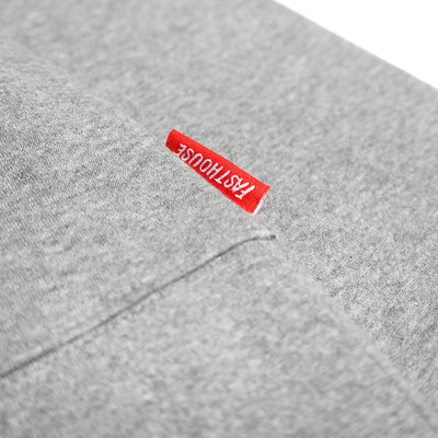 Fasthouse Love of It Hooded Zip-Up Heather Gray - Close-Up of Tag Sewn into Seam