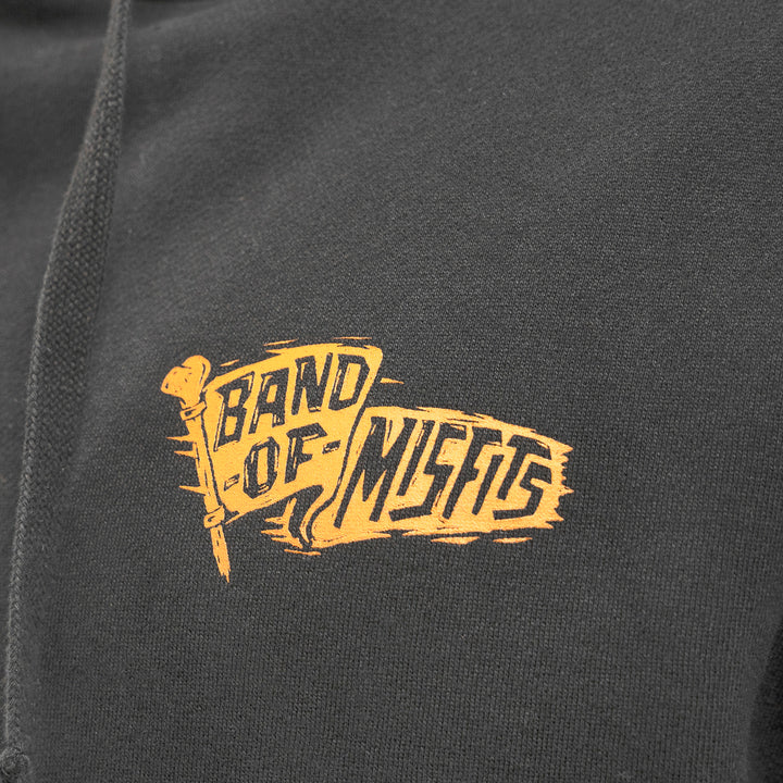 Fasthouse Marauder Hooded Pullover Black - Close-Up of Graphic on Front