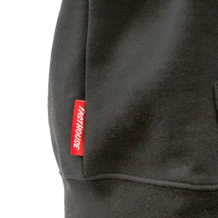 Fasthouse Marauder Hooded Pullover Black - Close-Up of Tag Sewn into Seam