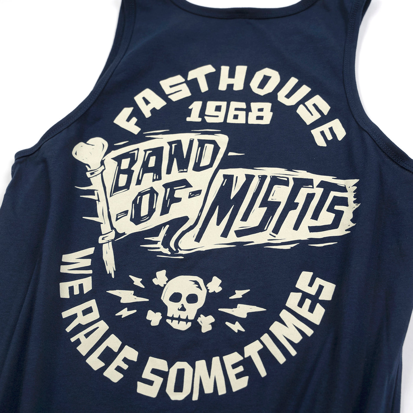 Fasthouse Marauder Tank Top Blue Jean - Close-Up of Graphic on Back