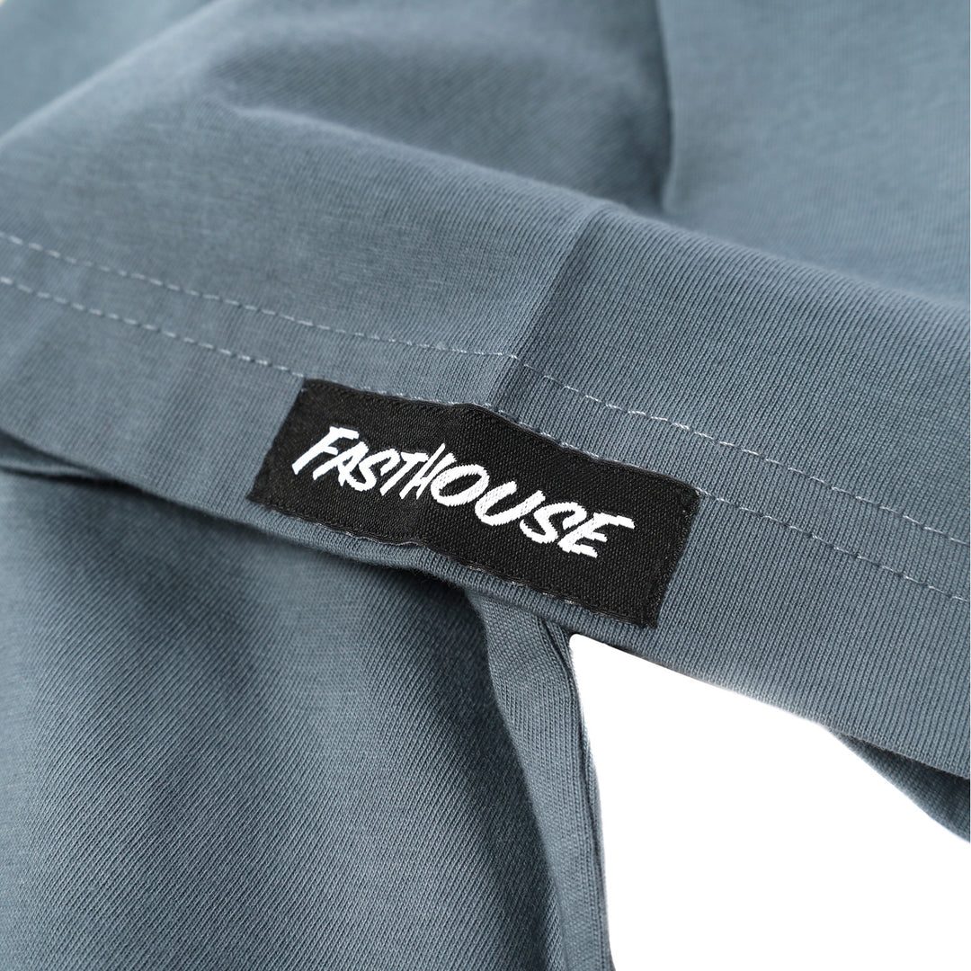 Fasthouse Maverick SS Tee Denim - Close-Up of Logo Tag Sewn into Sleeve