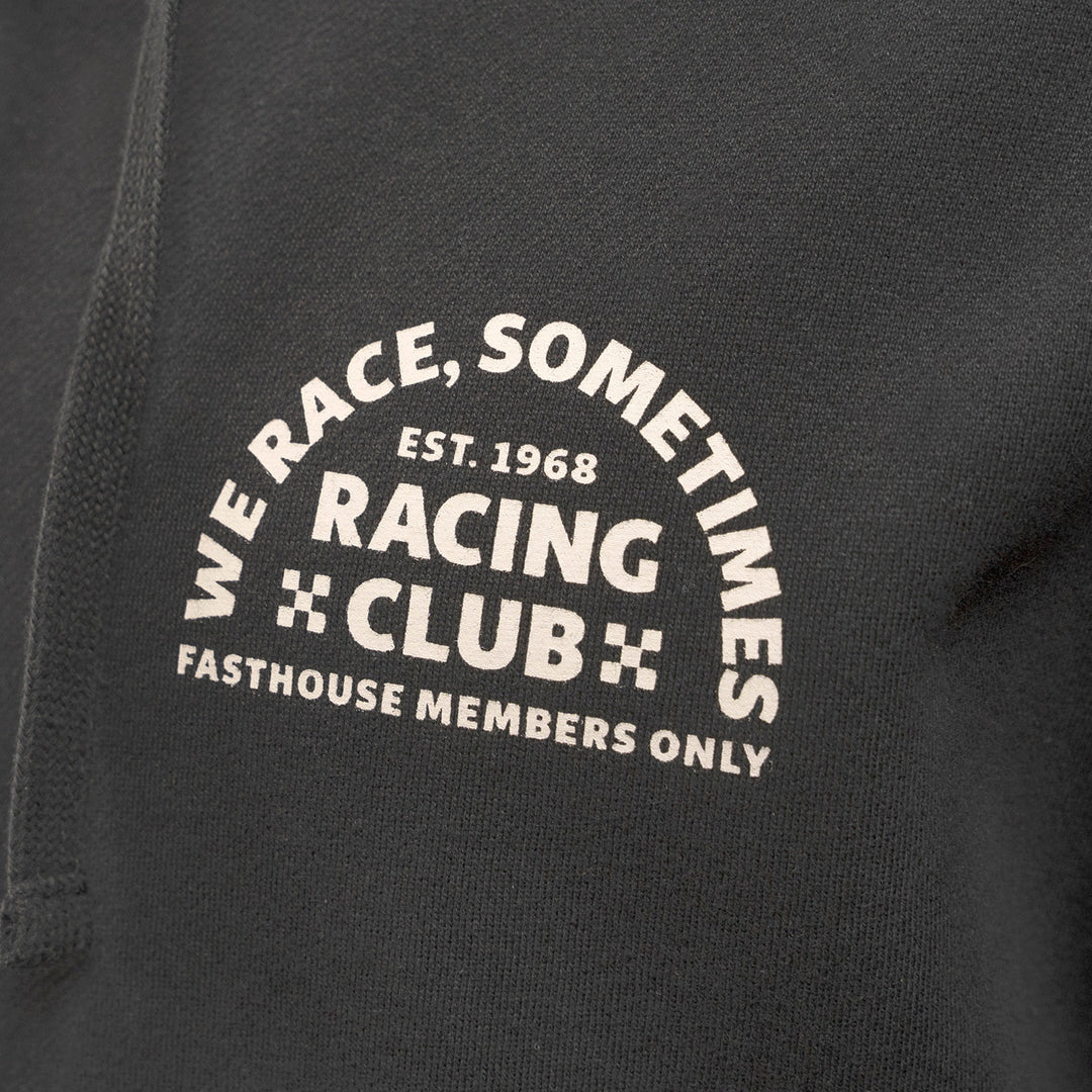 Fasthouse Members Only Hooded Pullover Black - Close-Up of Graphic on Front