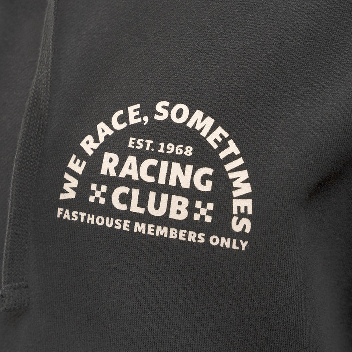 Fasthouse Members Only Hooded Pullover Black - Close-Up of Graphic on Front