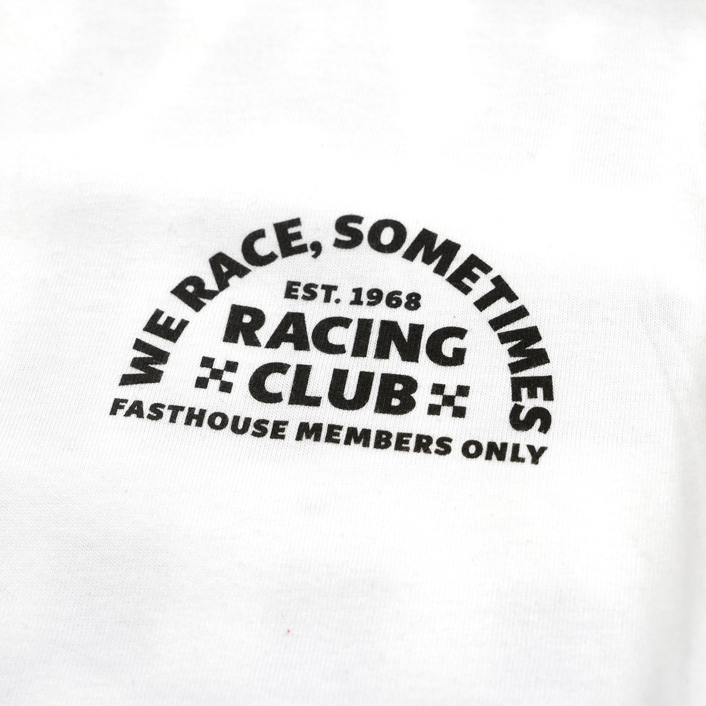 Fasthouse Members Only Long Sleeve Tee White - Close-Up of Graphic on Front