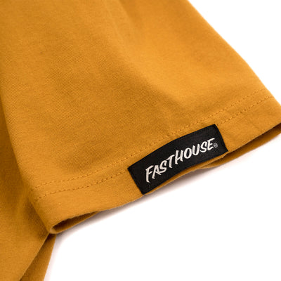 Fasthouse Members Only Tee Vintage Gold - Close-Up of Tag Sewn into Sleeve Hem