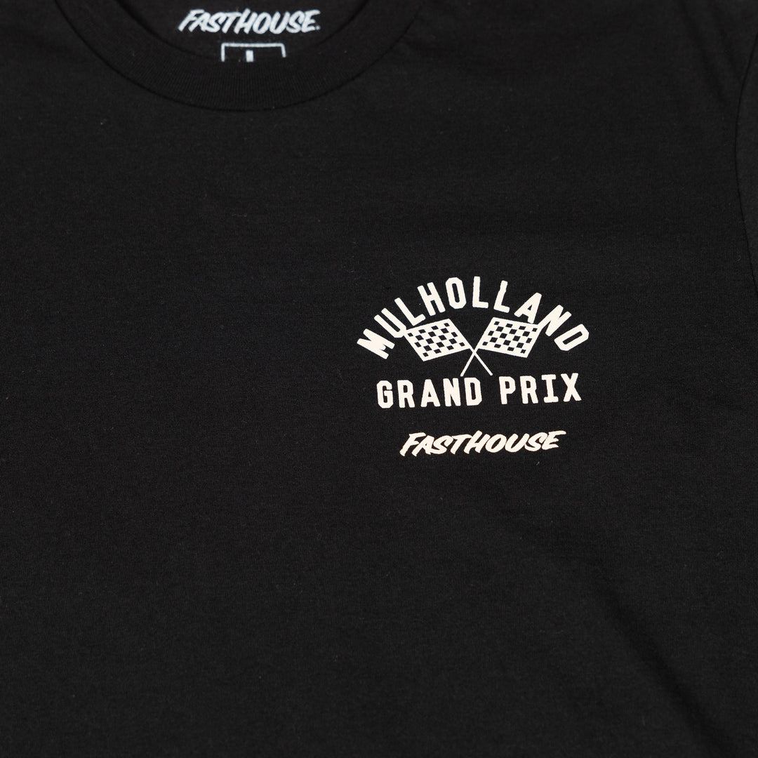 Fasthouse Mulholland GP SS Tee Black - Close-Up of Graphic on Front