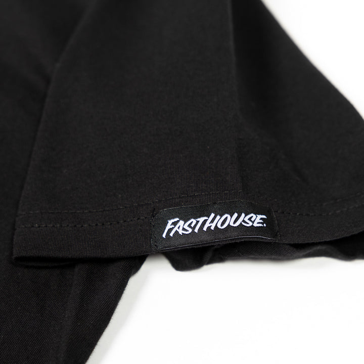 Fasthouse Mulholland GP SS Tee Black - Close-Up of Logo Tag on Sleeve