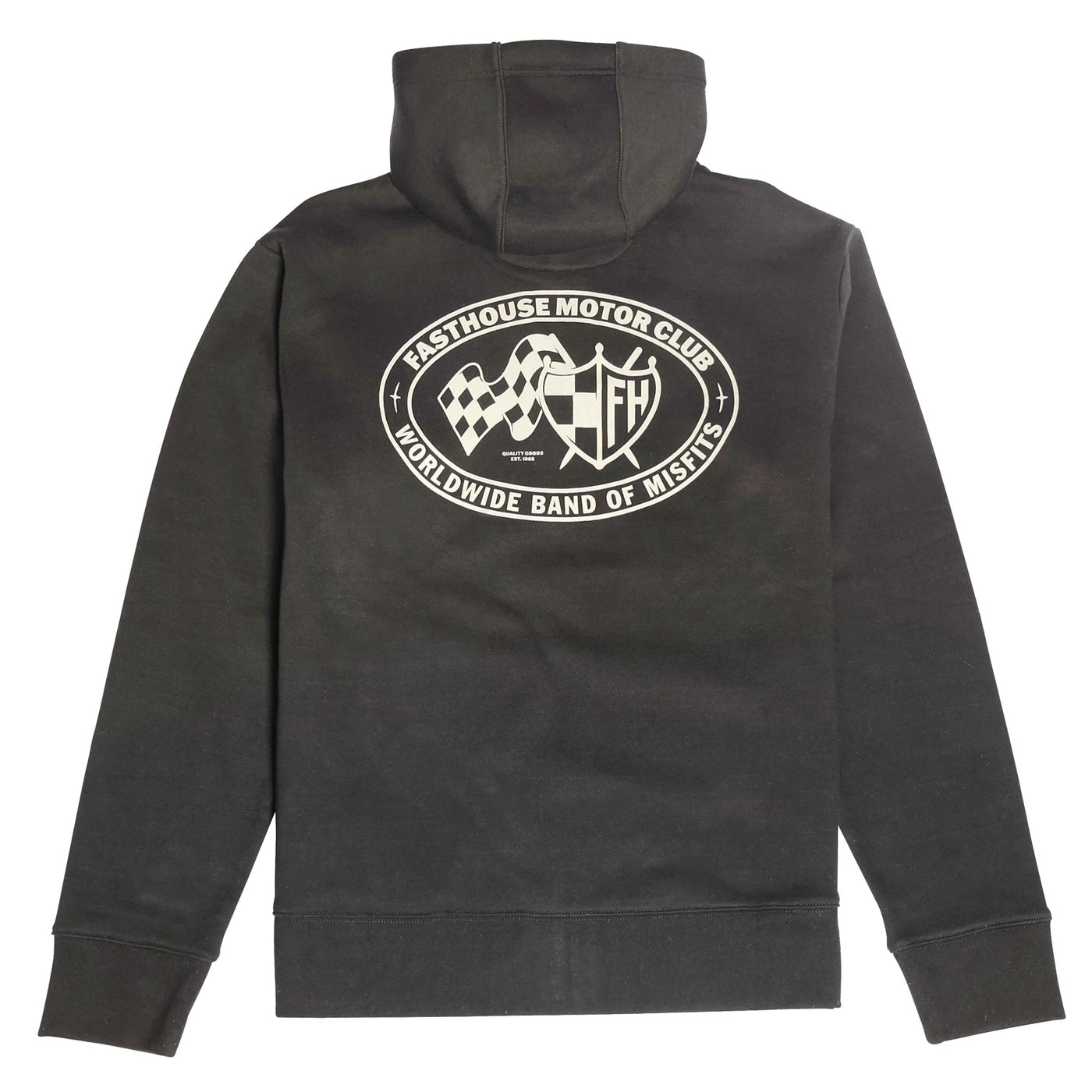 Fasthouse Mod Hooded Zip-Up Black - Rear View